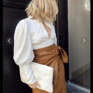 Choosy Leather Pencil Skirt Brown Tan Camel